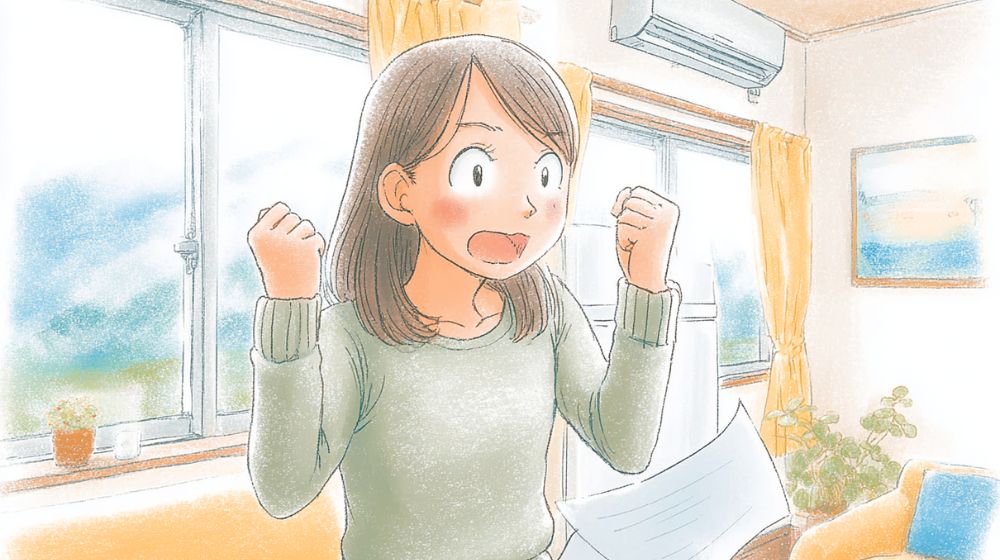 電気代の節約ができて喜ぶ一人暮らしの女性